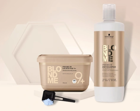Schwarzkopf Professional BlondMe Bond Enforcing prémium szőkítőpor 9+ 450g ÚJ! + Schwarzkopf Professional BlondMe Premium Formula 2% 1000ml főképe